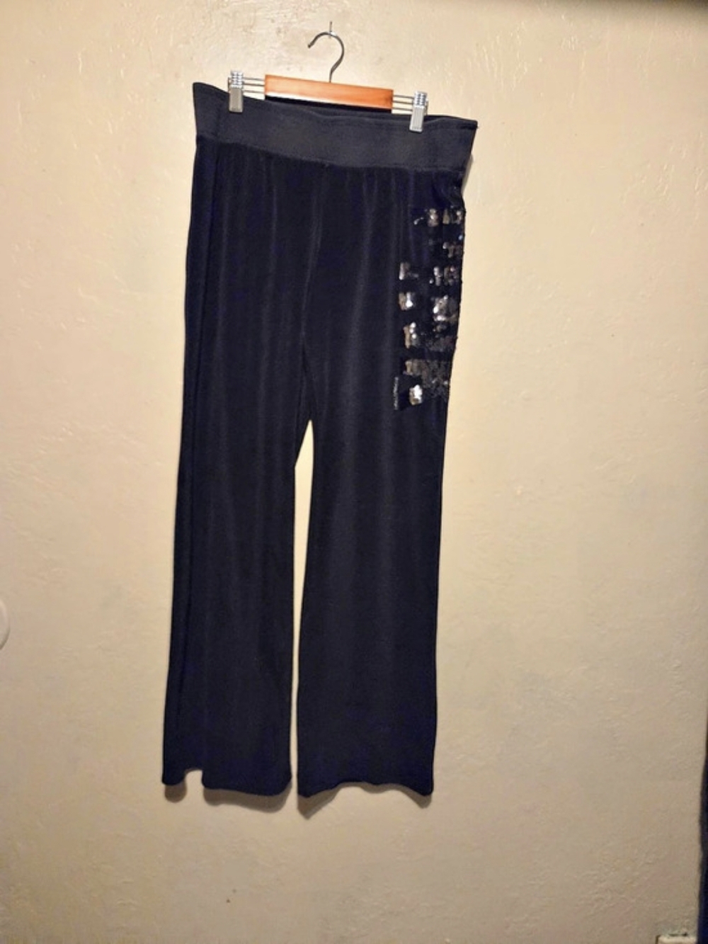 PINK Leggings Sequin Black Size Large